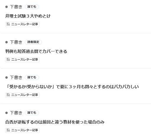 書き溜めている下書きのリストを、有料版として先行公開する
