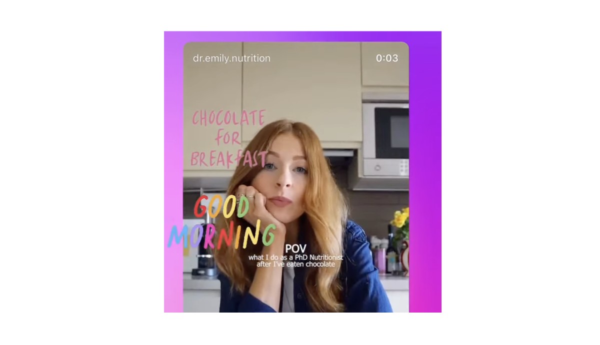 英国のPhD女史の「私だってチョコ、食べてるよ！Enjoy your life, Baby🍫」というごく短い動画。どうしてわざわざ、こんなことを言うのでしょう？