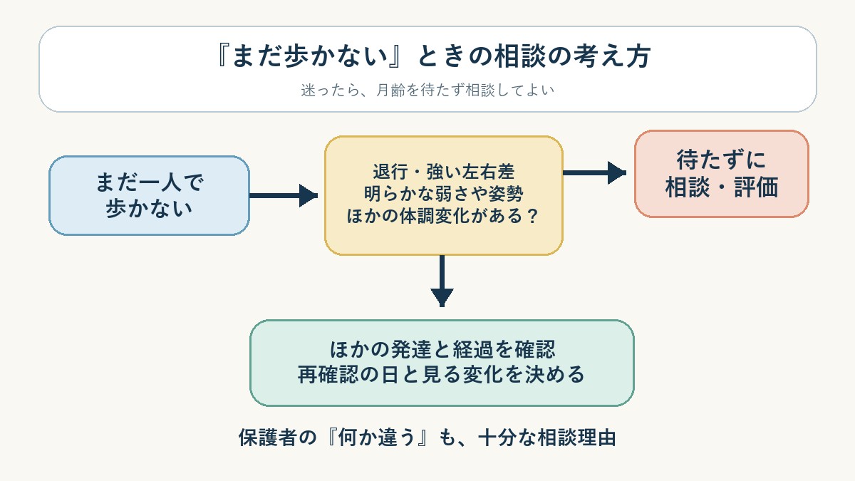 図3 退行や強い左右差などがあれば、月齢を待たず相談します。