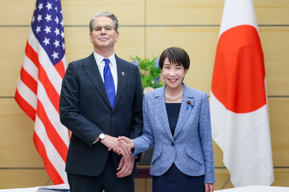 ベッセント米財務長官は高市首相と15分間の会談をした。2026年5月12日（官邸ホームページから）