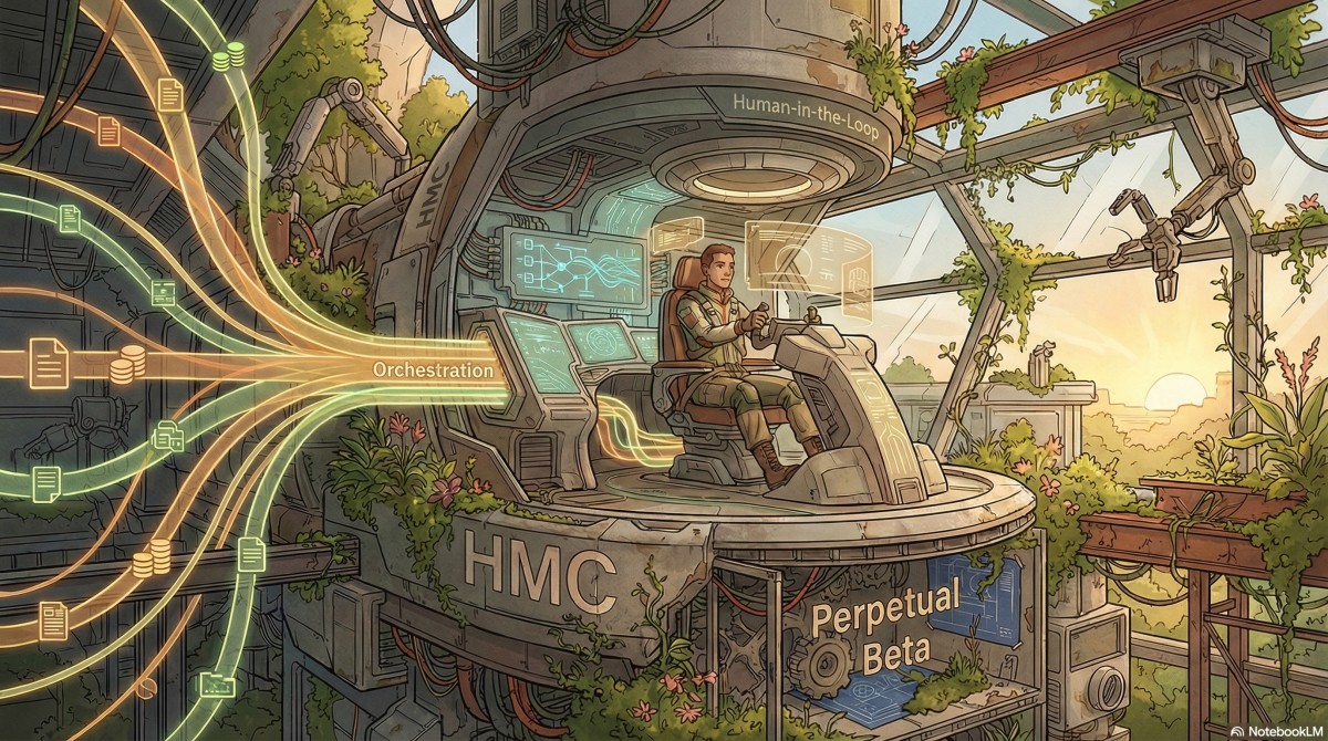 2026年1月にAIに描いてもらったHMCのイメージビジュアル。人間が、中心。