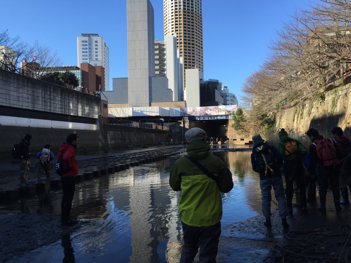 10年前だけど、冒険家の八幡暁さんらと目黒川を歩いたときの写真。目黒川だって歩ける！