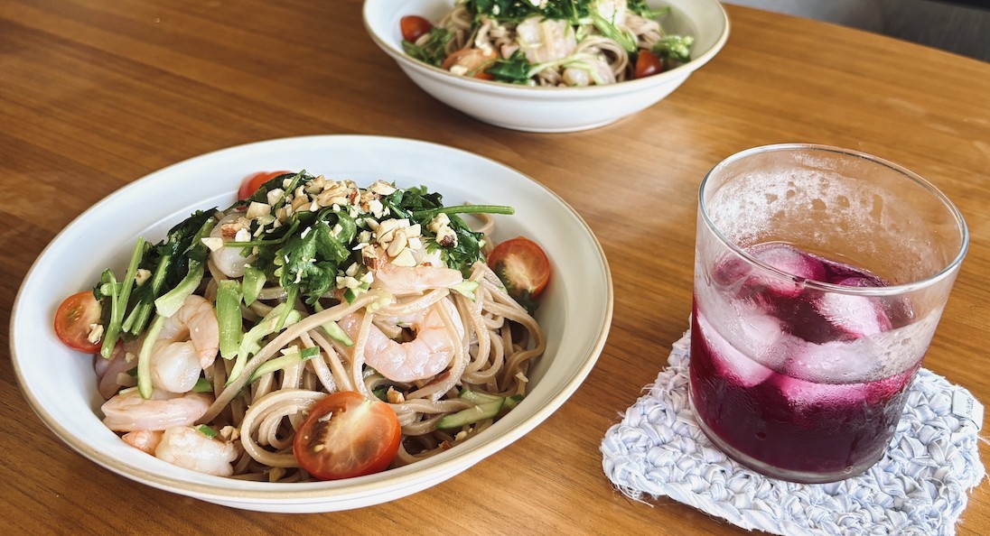 今週のごはん：タイ風玄米麺と、紫蘇ジュース（お友達作）