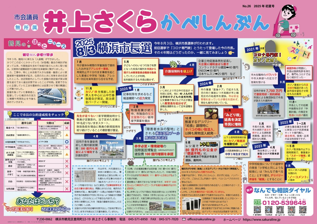 無所属・井上さくら 横浜市議 かべしんぶん 2025年 初夏号