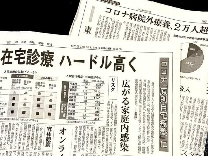 もはや病院では対応しきれない、という現状にあわせて、その後、コロナ対応は「原則自宅療養」と大きな方針転換が行われた。しかし、自宅に往診できる医療機関は少なく、オンライン診療による薬剤処方や、在宅医療専門医療機関、時間外往診サービスなどが行政サービスの一部に組み込まれた地域もあった。