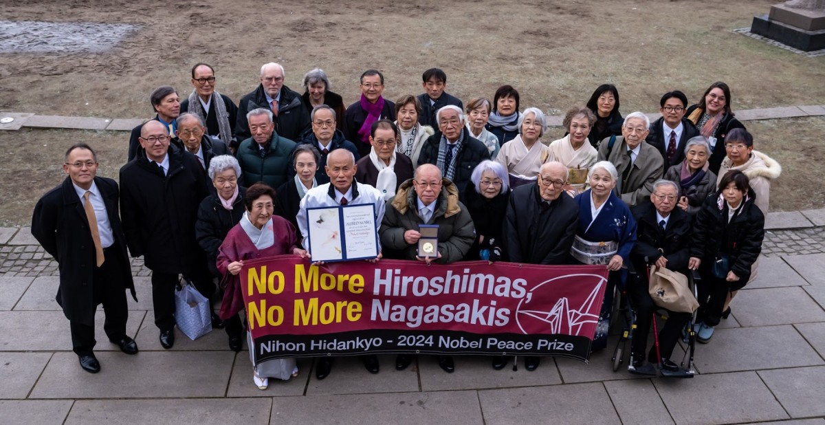 2024年12月、ノーベル平和賞授賞式後の日本被団協公式代表団の集合写真