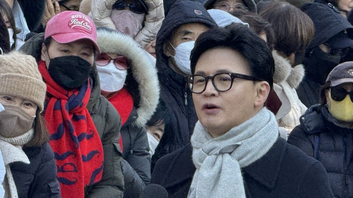 韓東勲氏。保守陣営では屈指の人気を誇ります。昨年12月、筆者撮影。