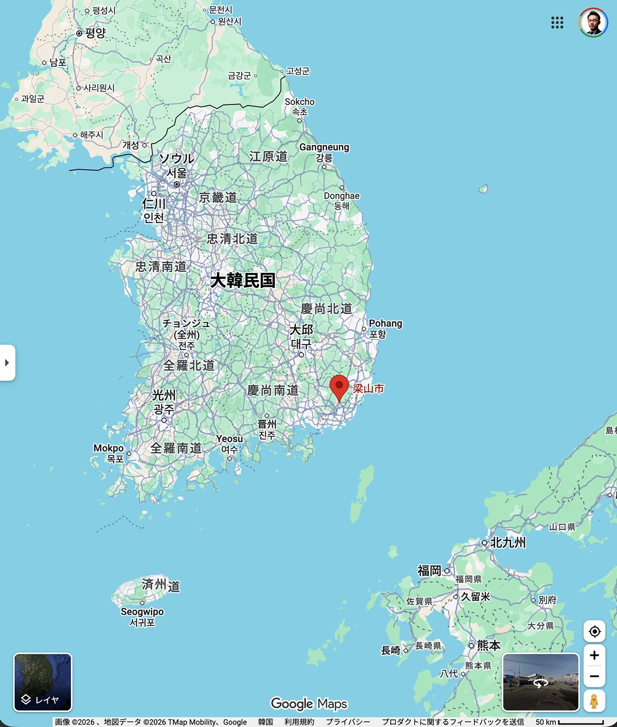 赤い印が梁山市です。ソウルは北側にあるのでまだ32〜33度くらいですが、やはり来週にはより暑くなるそうです。