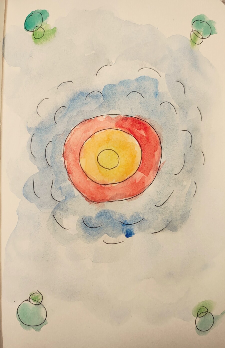 この絵は後でアクリル絵の具で調えます