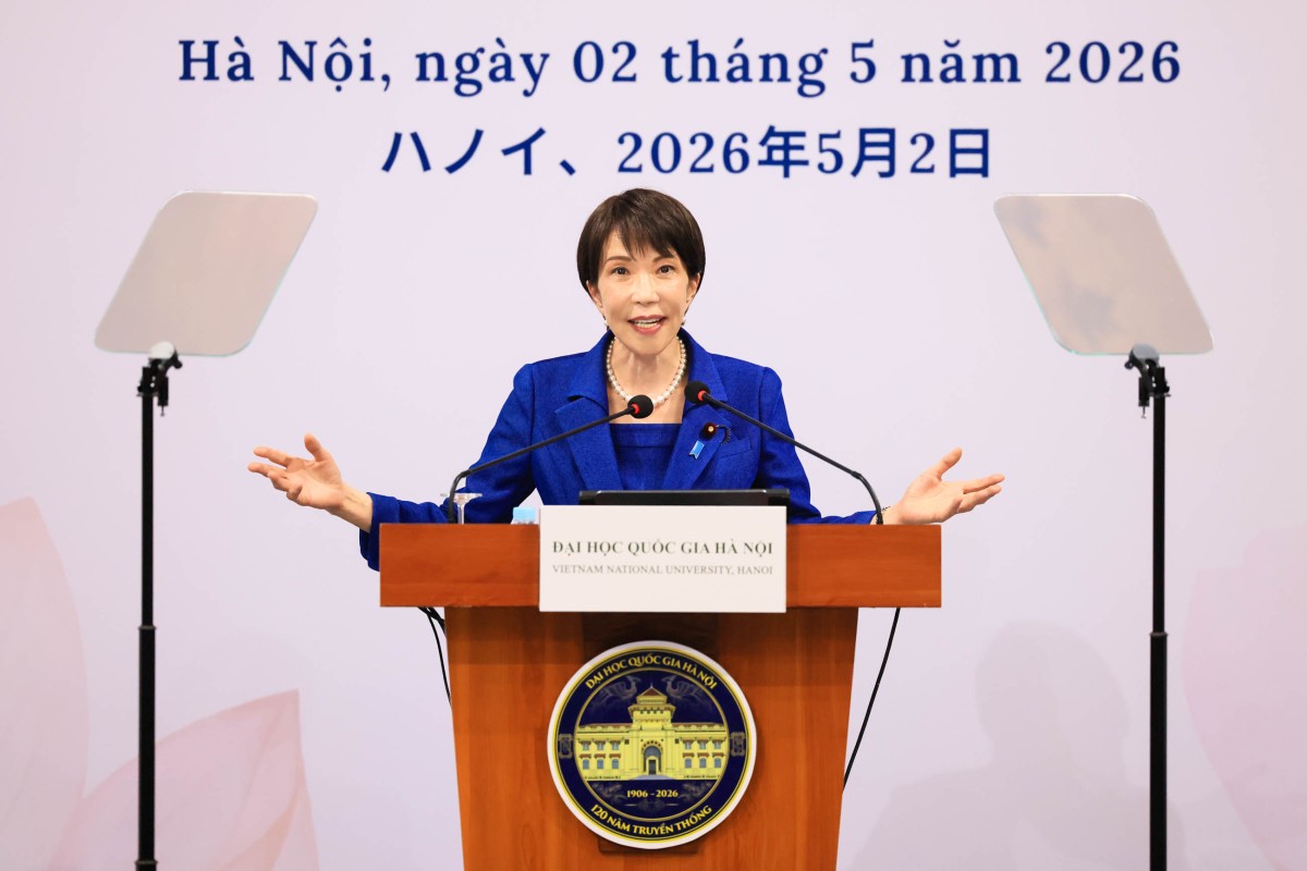 ハノイでスピーチする高市首相＝首相官邸のHPから