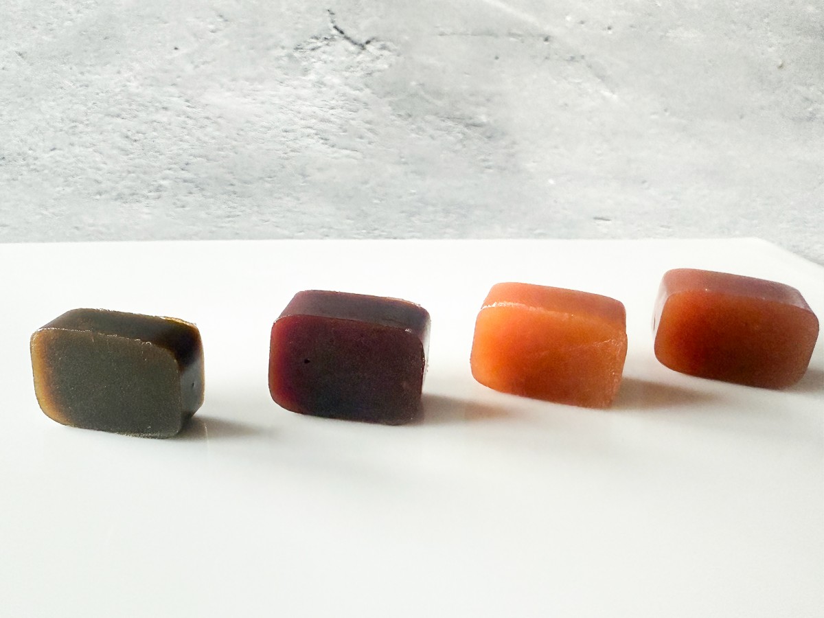 左から、濃茶、小豆能登塩、能登紅はるか、生いちじく