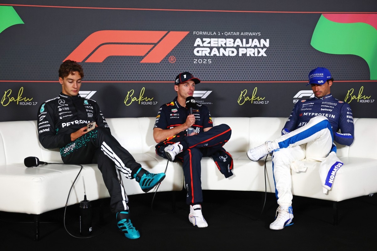 アゼルバイジャンGPレース後のトップ3記者会見。2連勝のフェルスタッペンへ、メディアの関心はタイトルの可能性