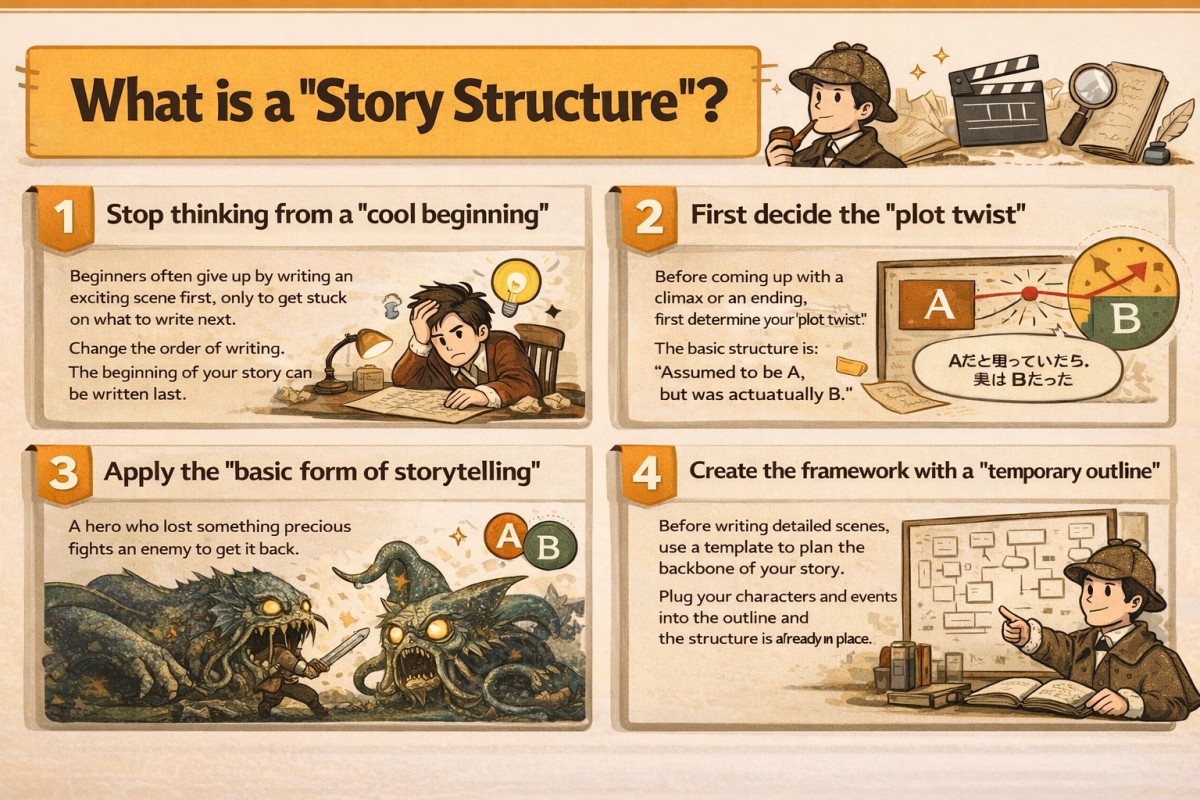 物語創作の手順はぴこ蔵の電子書籍にまとめています&uarr;&uarr;&uarr;&uarr;&uarr;