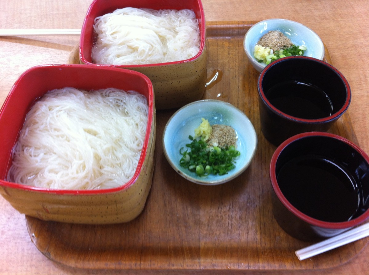 小豆島の名物、そうめん。冷たくて美味しかったな。