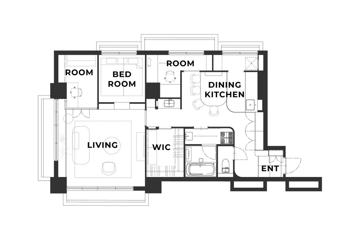 リノベ後の間取り。◯LDKという表現ができないやつ
