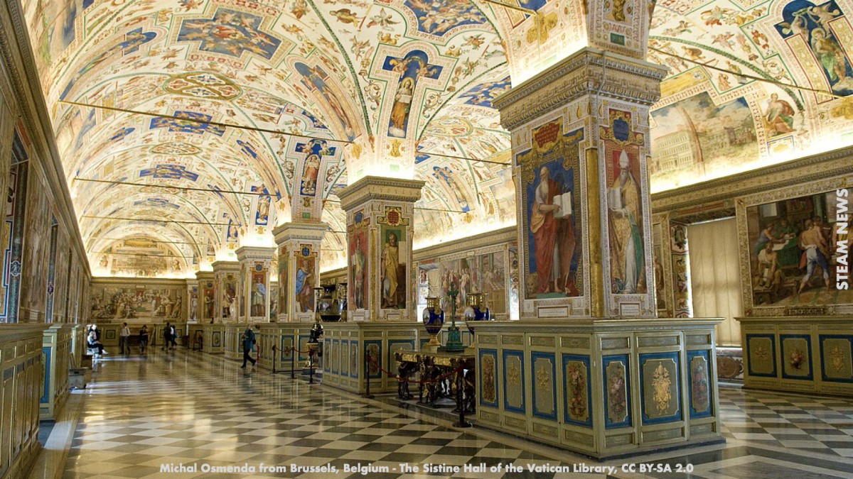 バチカン図書館（Michal Osmenda from Brussels, Belgium - The Sistine Hall of the Vatican Library, CC BY-SA 2.0）