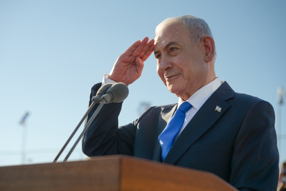 イスラエル空軍の式典に出席したベンヤミン・ネタニヤフ首相(写真 Ma’ayan Toaf (GPO))