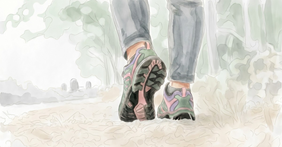 詣り墓へ向かう道 イラスト:高木良子/線画(AIベースをIllustratorで人力修正)+塗り(Photoshopで手作業)