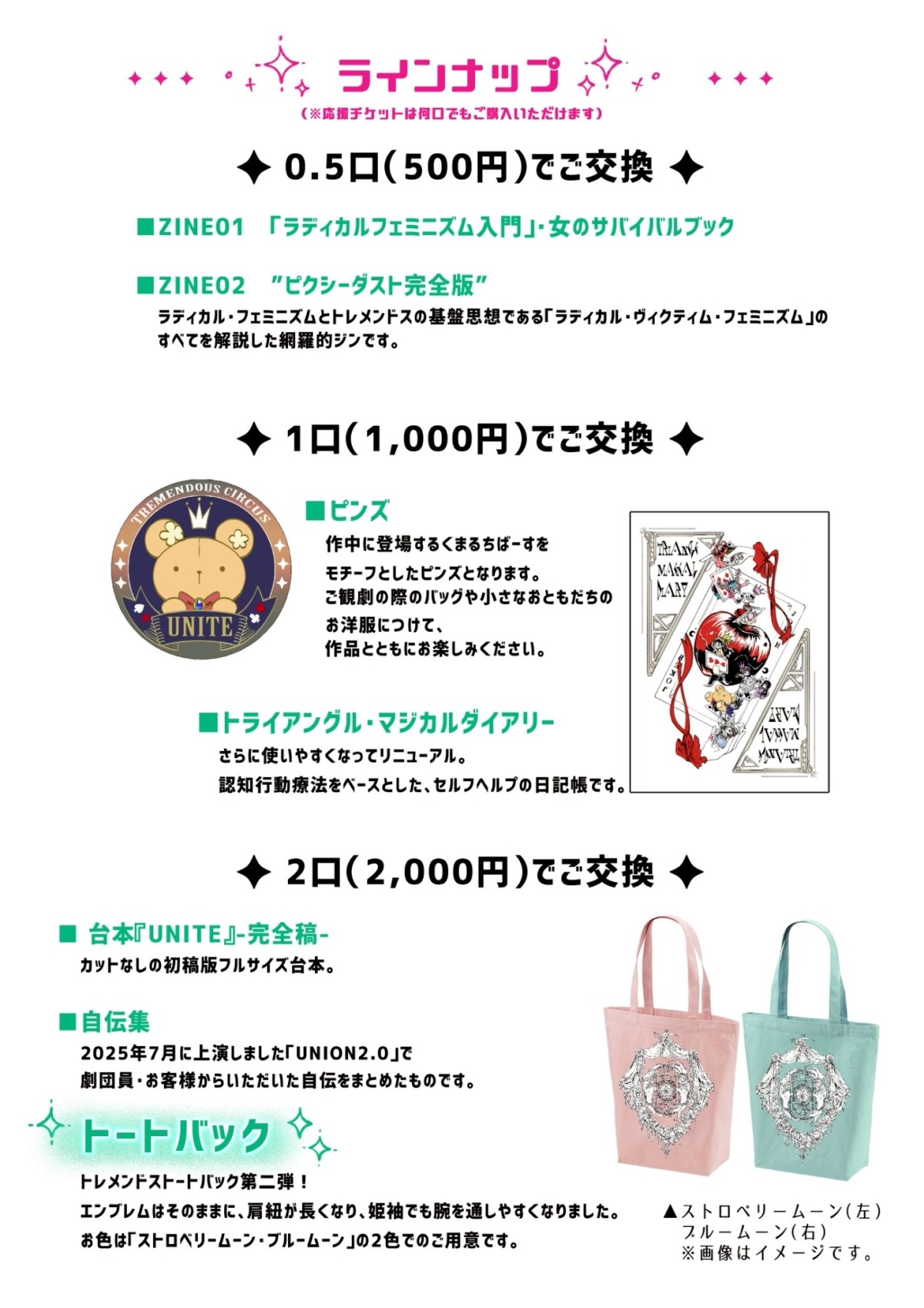 応援チケットラインナップ