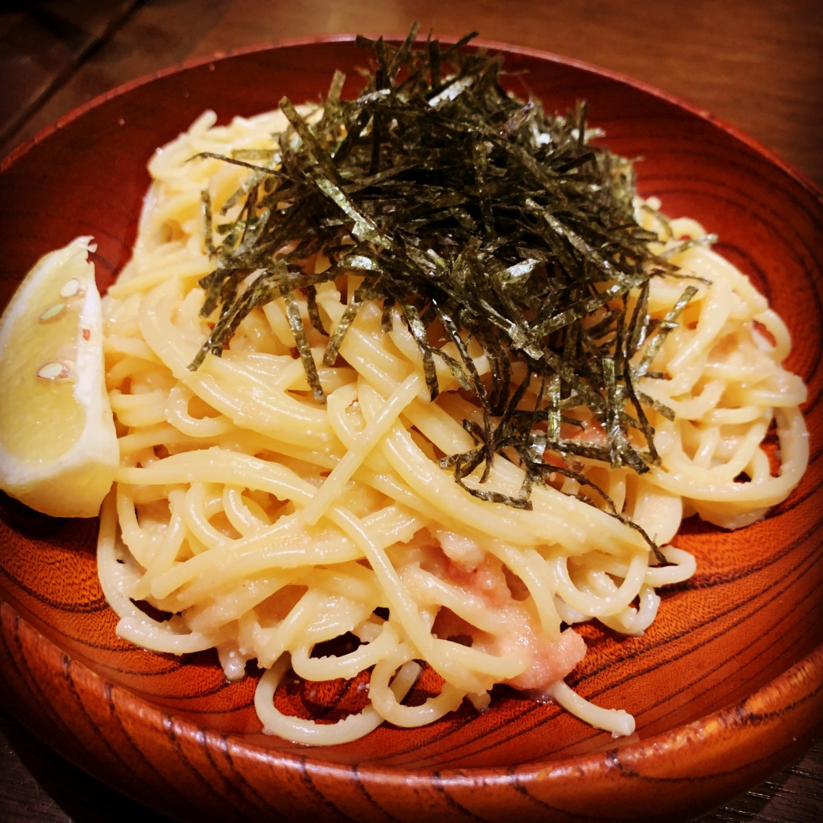 壁の穴渋谷本店で食べた「元祖たらこスパゲッティ」（写真／梅津有希子）
