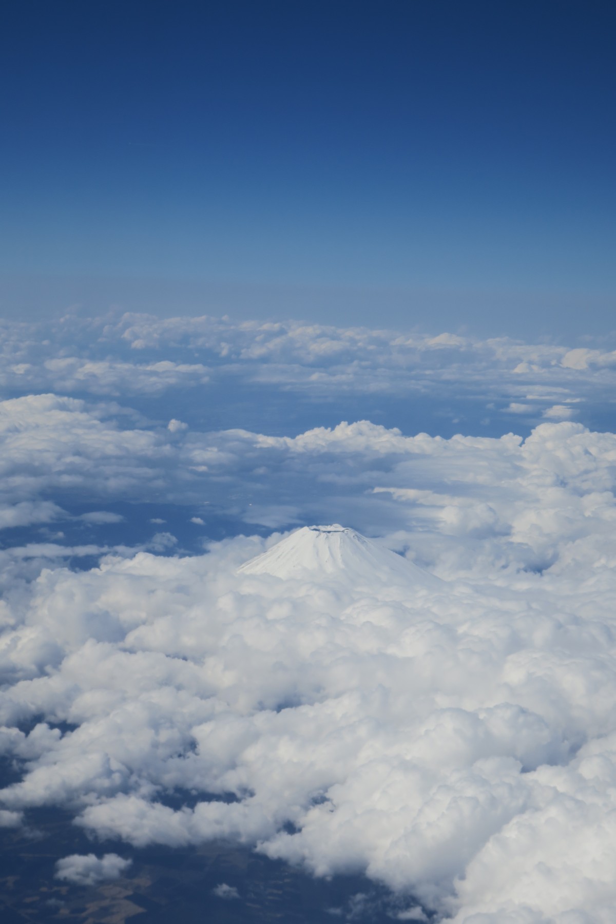 飛行機の窓から富士山が見えて興奮。photo:yue arima