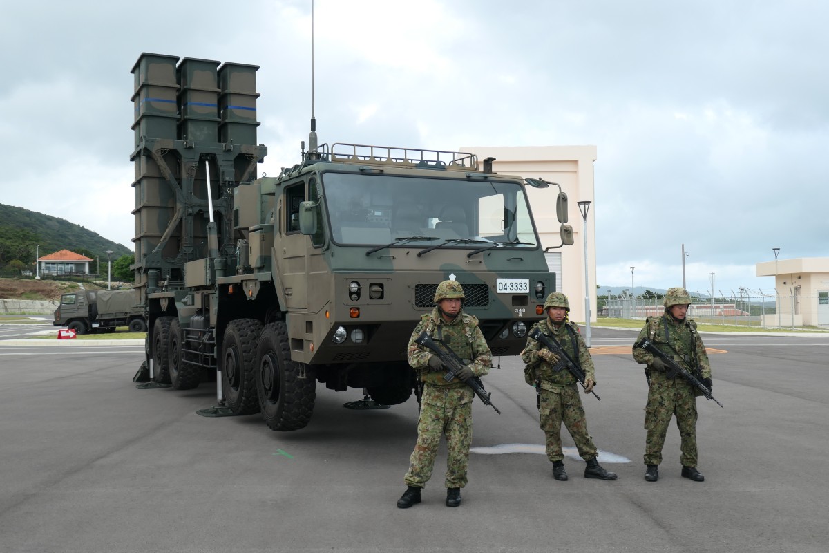 陸上自衛隊の０３式中距離地対空誘導弾の発射機。これは石垣島に２０２３年に配備されたもの。